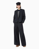 Weekend Max Mara Wide Leg Trousers in Navy Stripe styled view