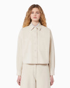 Weekend Max Mara Wkdradente cotton drill shirt beige front view