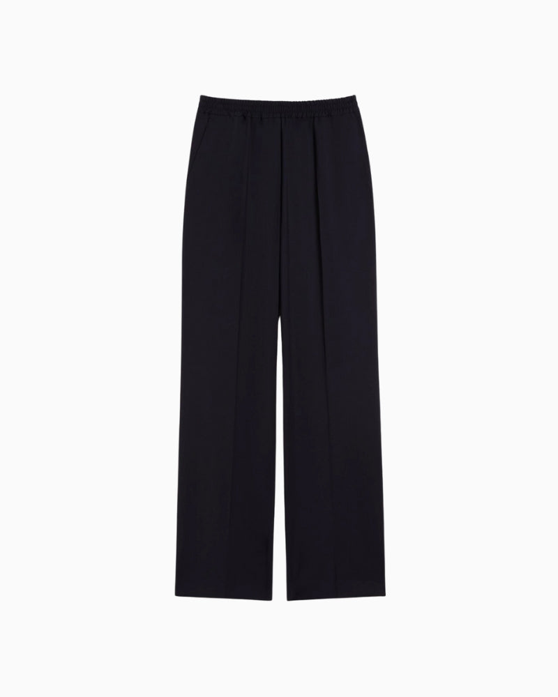 eekend Max Mara wool trousers navy, flat lay front view – Áines Boutique