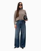 Weekend Max Mara Wool Turtleneck Jumper in Light Brown front view