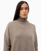 Weekend Max Mara Wool Turtleneck Jumper in Light Brown high collar detail