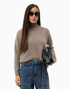 Weekend Max Mara Wool Turtleneck Jumper in Light Brown high collar detail