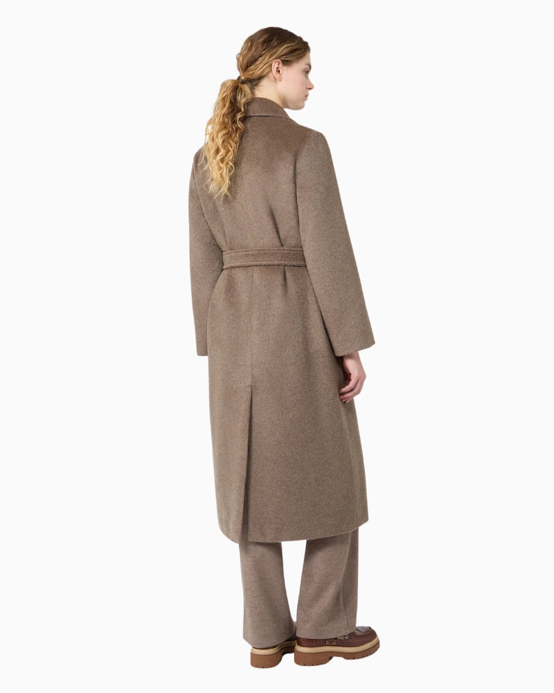 Weekend Max Mara Wool and Alpaca Teddy Long Coat in Brown back view