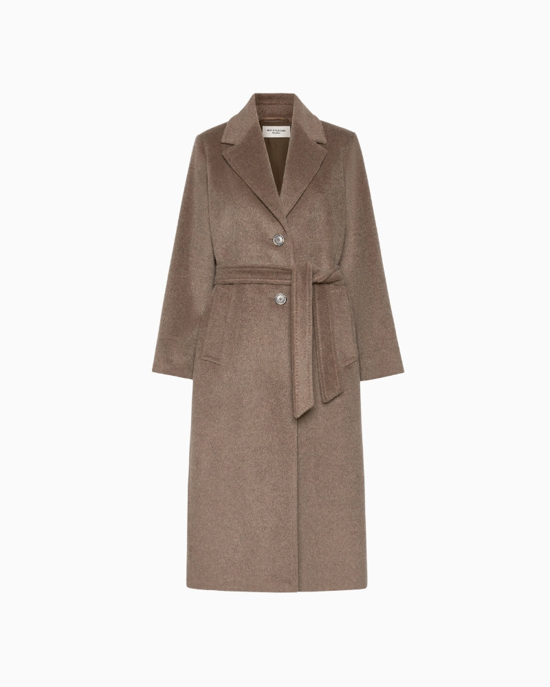 Weekend Max Mara Wool and Alpaca Teddy Long Coat in Brown teddy fabric detail