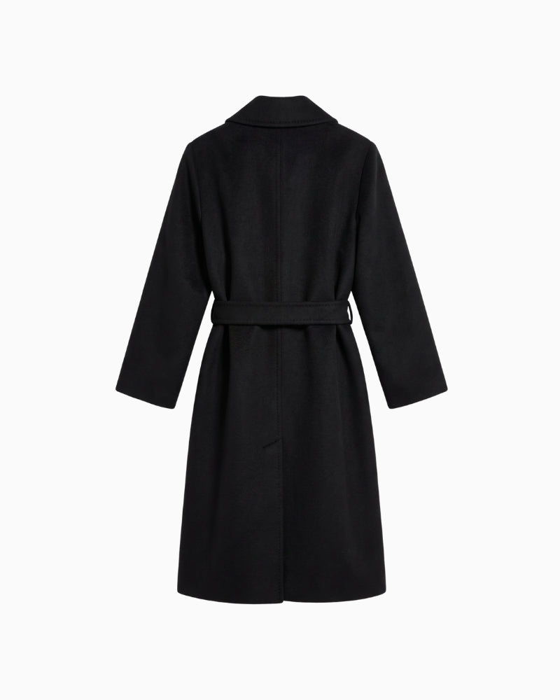 Weekend Max Mara Wool and Alpaca Teddy Long Coat in black back view
