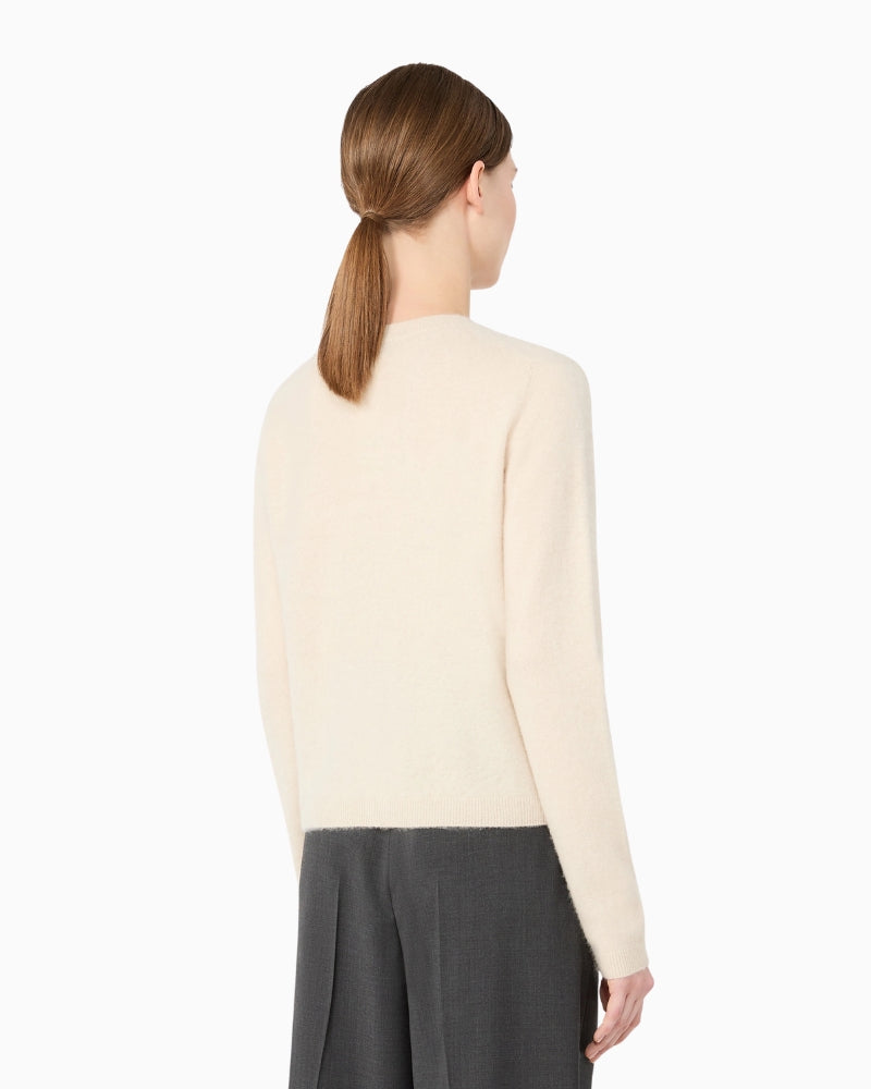 Weekend Max Mara Wool and Cashmere Yarn Cardigan in Cream back view