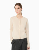 Weekend Max Mara Wool and Cashmere Yarn Cardigan in Cream button detail