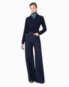 Weekend Max Mara Wool and Cashmere Yarn Polo Jumper in Navy styled view