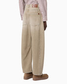 Weekend Max Mara Worn-Look Denim Barrel-Leg Jeans in Beige back view