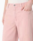 Weekend Max Mara cotton drill wide leg trousers pink pocket detail