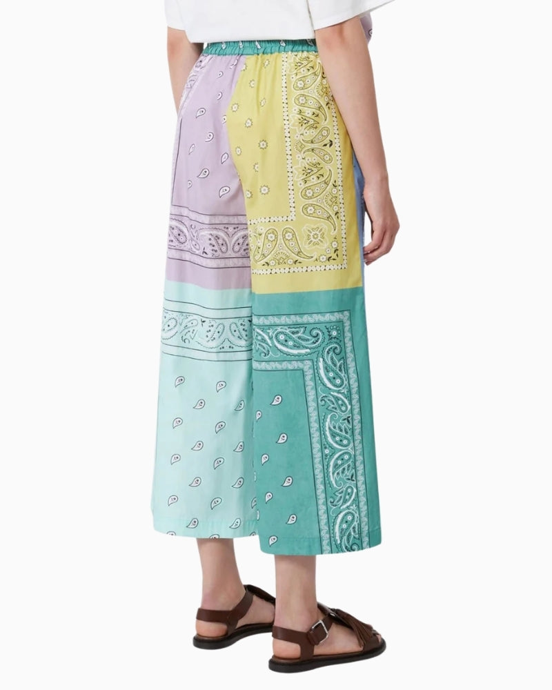 Weekend Max Mara printed wide leg trousers elastic waist back view