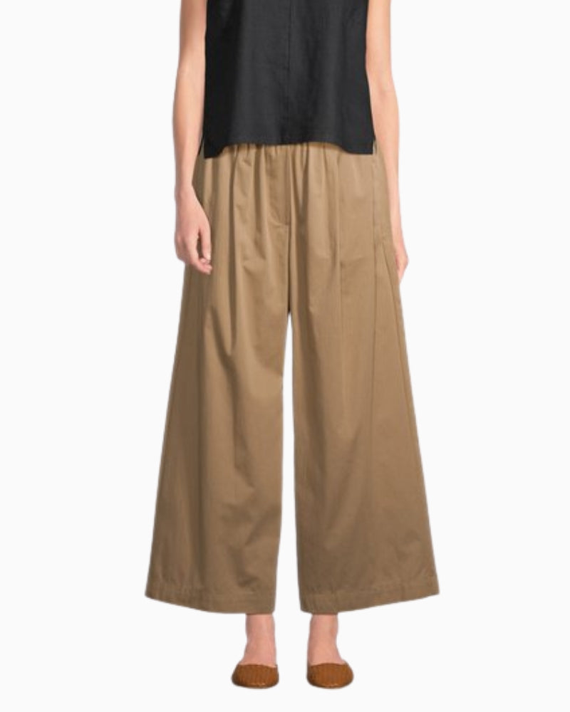 Weekend Max Mara taupe elasticated pleated trousers front view