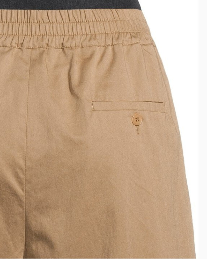 Weekend Max Mara taupe trousers showing slip pockets and pleats