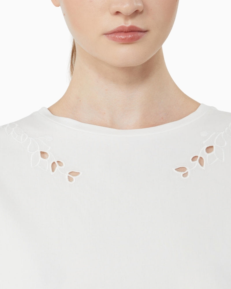 Weekend Max Mara white top short sleeve crew neck front detail