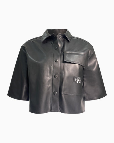 Calvin Klein- Boxy Faux Leather Overshirt