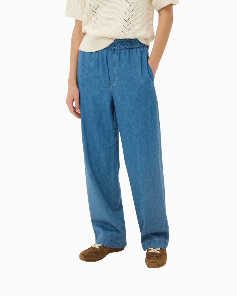 Part Two AinaPW Trousers in Medium Blue Denim front view