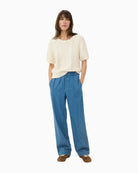 Part Two AinaPW Trousers in Medium Blue Denim full-length leg view