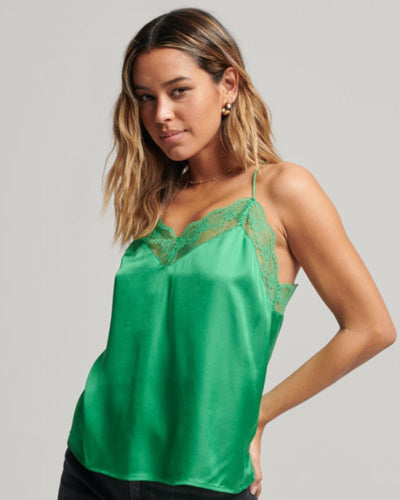 Superdry - Studios Satin Cami Top in Green