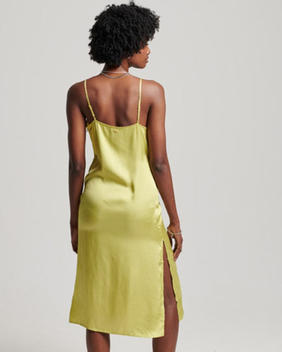 Superdry - Studios Satin Cami Midi Dress in Gold - Rear View