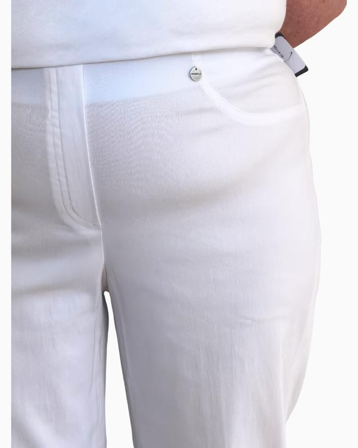 Robell - Bella Slim Fit Trousers 7/8 White