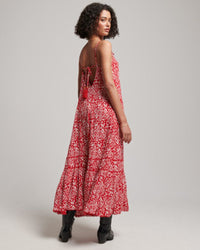 Superdry - Vintage Long Cami Dress in Red - Rear View
