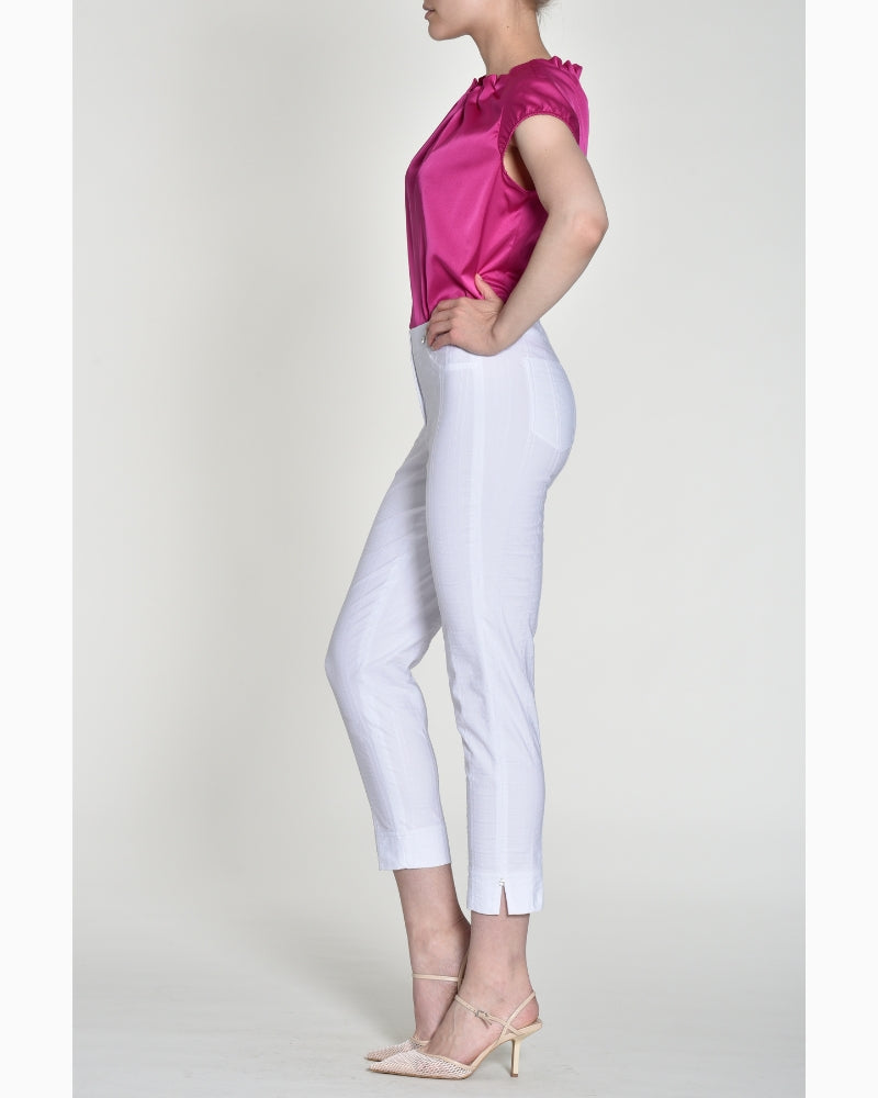 Robell - Bella Seersucker Trousers WHITE