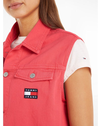 Tommy Jeans - Oversized Vest in Pink - Close View