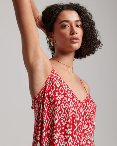 Superdry - Vintage Long Cami Dress in Red - Close View