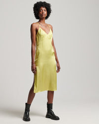Superdry - Studios Satin Cami Midi Dress in Green - Front View