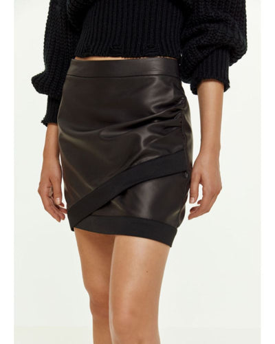 Access - PU Mini Skirt in Black - Front View
