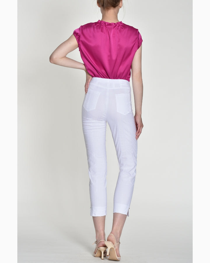 Robell - Bella Seersucker Trousers WHITE