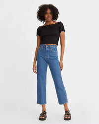 Levi's - Ribcage Straight Ankle Jeans in Denim - Front View