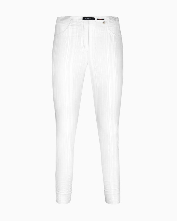 Robell - Bella Seersucker Trousers WHITE