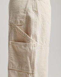 Superdry - Vintage Wide Carpenter Pants in Beige - Close View