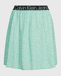 Calvin Klein - Logo Elastic Mini Skirt in Mint - Full View