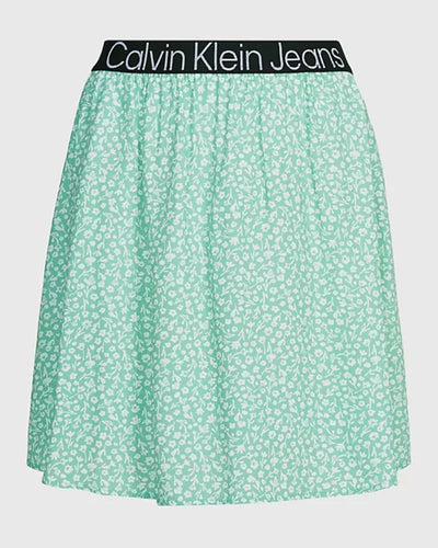 Calvin Klein - Logo Elastic Mini Skirt in Mint - Full View