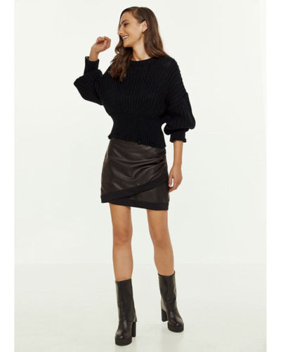 Access - PU Mini Skirt in Black - Full View
