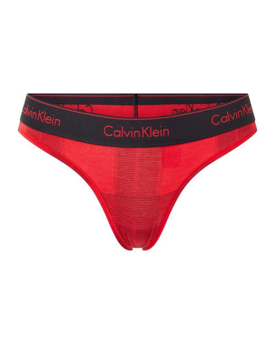 Calvin Klein - Thong in Plaid - Full View