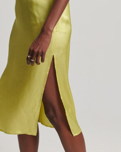 Superdry - Studios Satin Cami Midi Dress in Green - Close View