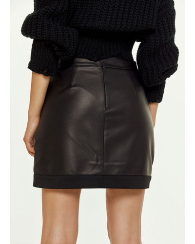 Access - PU Mini Skirt in Black - Back View