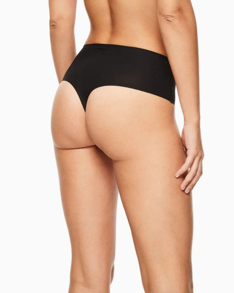 Chantelle Soft Stretch High Waist Thong in black back view