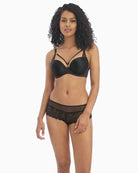 Freya Temptress Moulded Plunge Bra in black front view