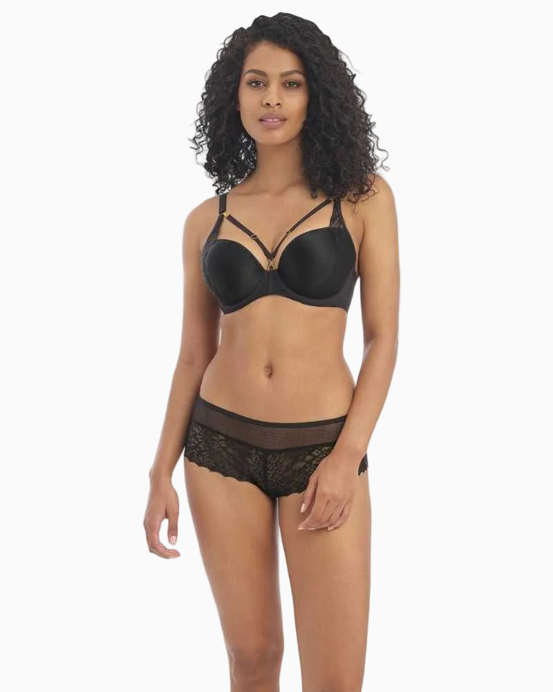 Freya Temptress Moulded Plunge Bra in black front view