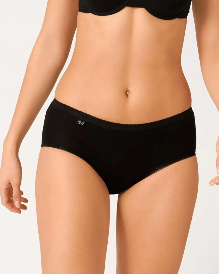 Sloggi - Basic+ Midi Briefs in Black- Front View